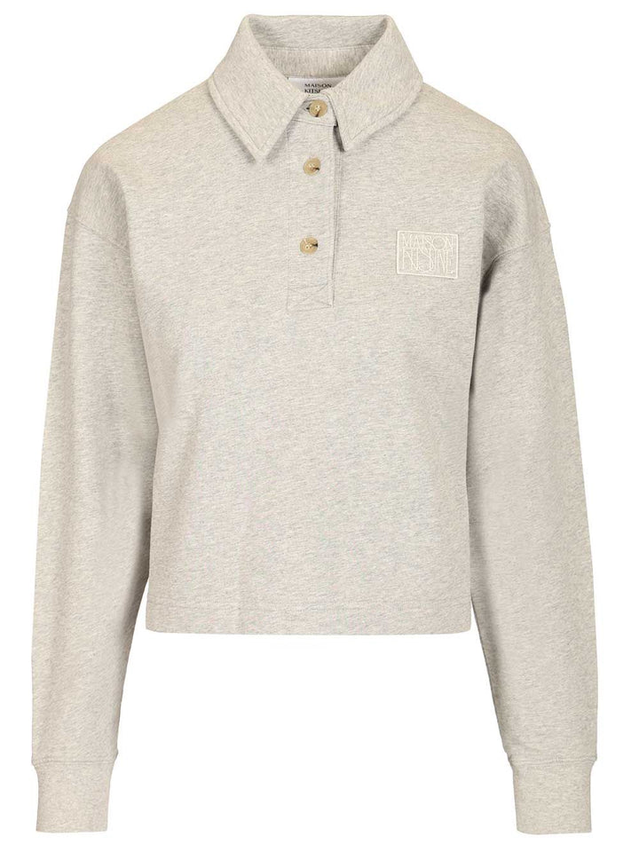 Maison KitsunÉ Cotton Fleece Polo Sweatshirt Sweatshirts - Grey | 167997f5098bb5b080fe7c6c24f34fca606246d6