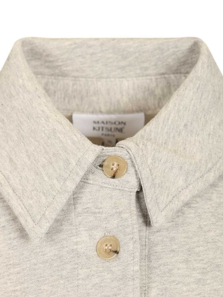 Maison KitsunÉ Cotton Fleece Polo Sweatshirt Sweatshirts - Grey | 3e53352a889680049c2a3439e2167da183503802