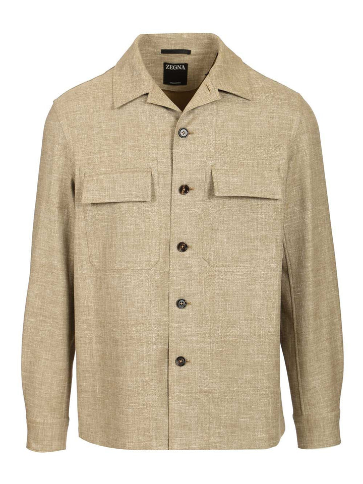 Ermenegildo Zegna Linen Blend Overshirt Shirts - Beige | 1a4cb0bccd0937af6fa9a37f70b707440908a9e8