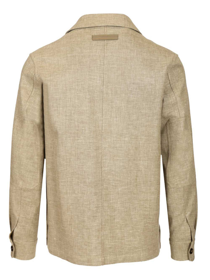 Ermenegildo Zegna Linen Blend Overshirt Shirts - Beige | 5a24d2c8531b97bcc0cc1b0fbedc270973c6ef22