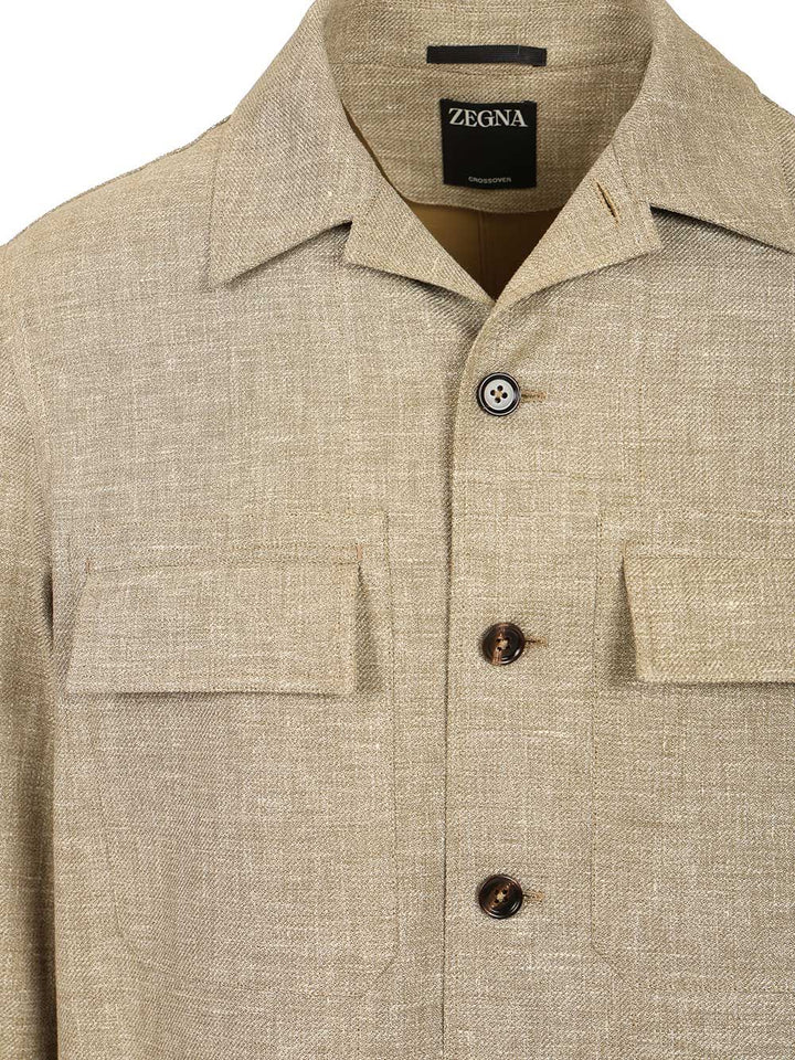 Ermenegildo Zegna Linen Blend Overshirt Shirts - Beige | 839fdfb0031bd60c214c89d78940dd980ead083d