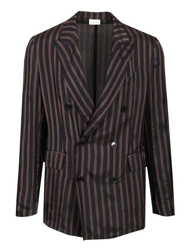 Dries Van Noten Unstructured Cupro Blazer Coats - Blue | 8e997bdc072bd633bff0b50345ce4cfacf7f0b05