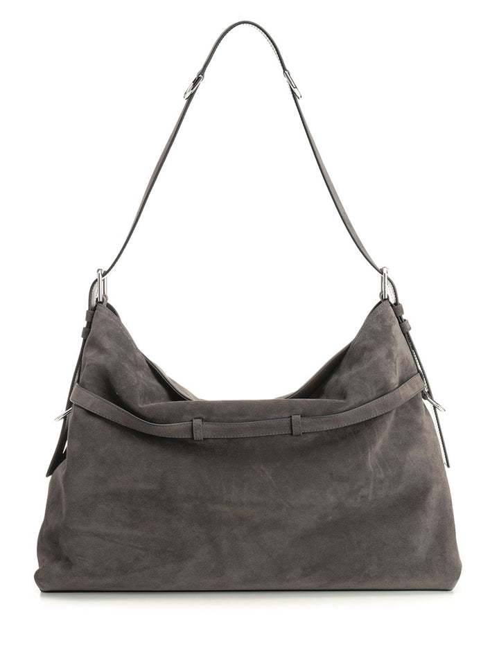Givenchy Voyou Large Suede Shoulder Bag Shoulder Bags - Grey | b04625d06df48eae9fdd282aa8d3a80f6b6a264f