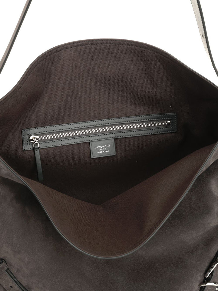 Givenchy Voyou Large Suede Shoulder Bag Shoulder Bags - Grey | 162879386f88c34728ef8feb3f6f2846d2315d80