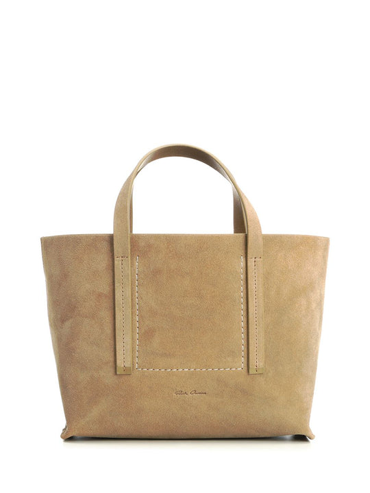 Suede Mini Shopper Handbags Beige