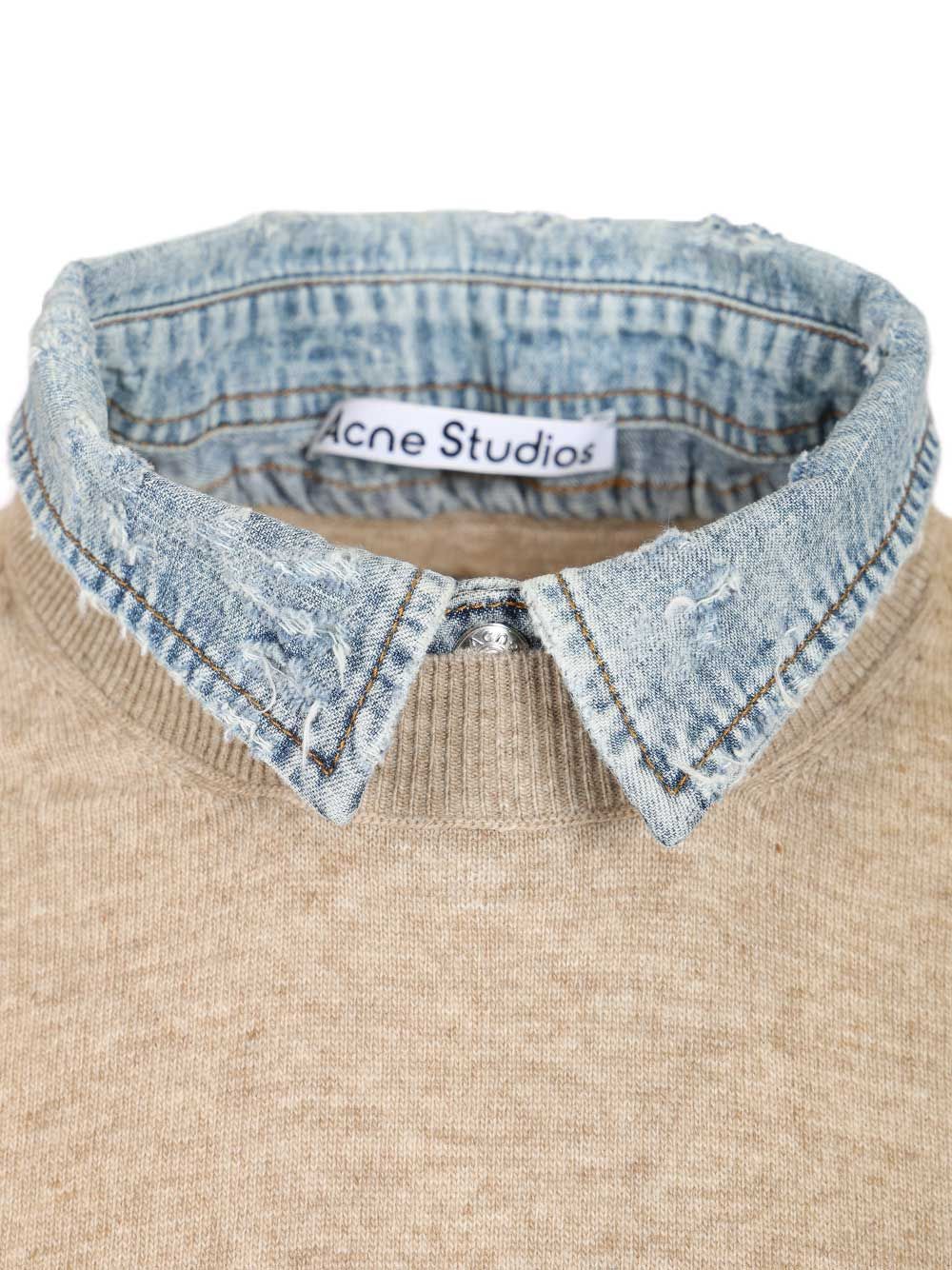 Acne Studios Sweater With Layered Construction Sweatshirts - Beige | cfb41a42e7a07d4ec22979b3d5a3a9f18c34558a