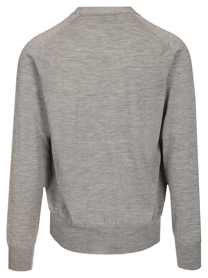 Ami Ami Paris V-Neck Wool Cardigan Knitwear - Grey | efca13cb65af13f1ad12d0eec7393af905de596c
