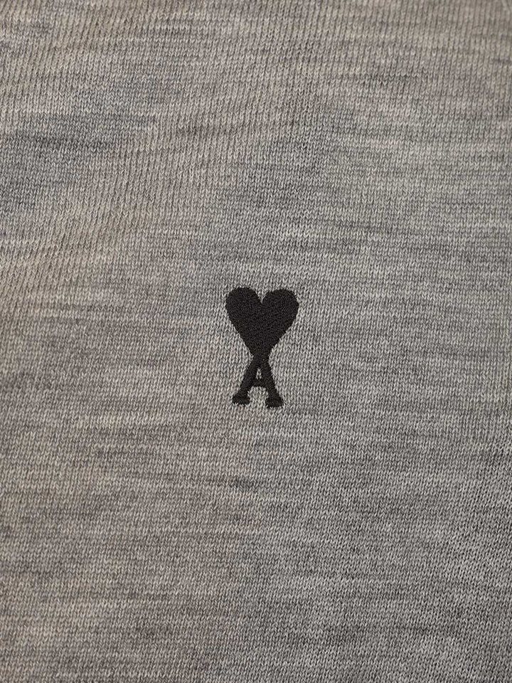 Ami Ami Paris V-Neck Wool Cardigan Knitwear - Grey | 86603e857900f4f668ac74273ea229783eeee5f0