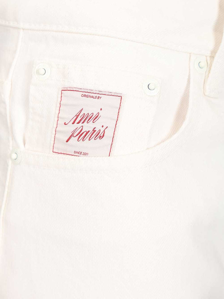 Ami Cotton Twill Shorts Trousers - White | 245fc849b0763a0658922fb39b36e9f84f76c0cd