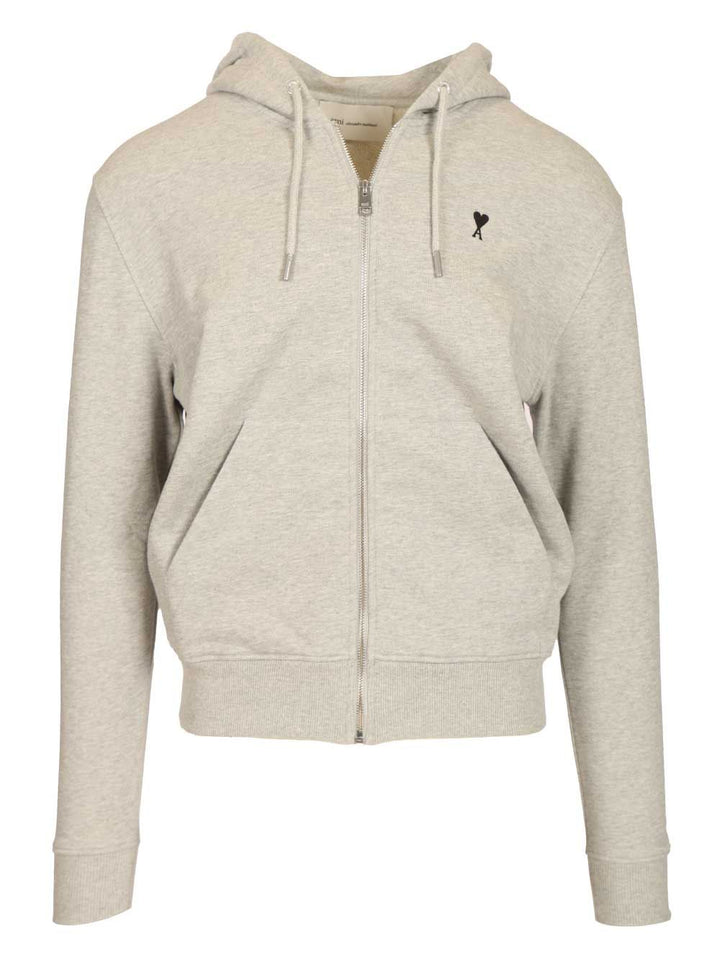 Ami Ami De Coeur Zip-Up Hoodie Sweatshirts - Grey | 9e49332a05a89872e61809280b4a7749bb3b1a58