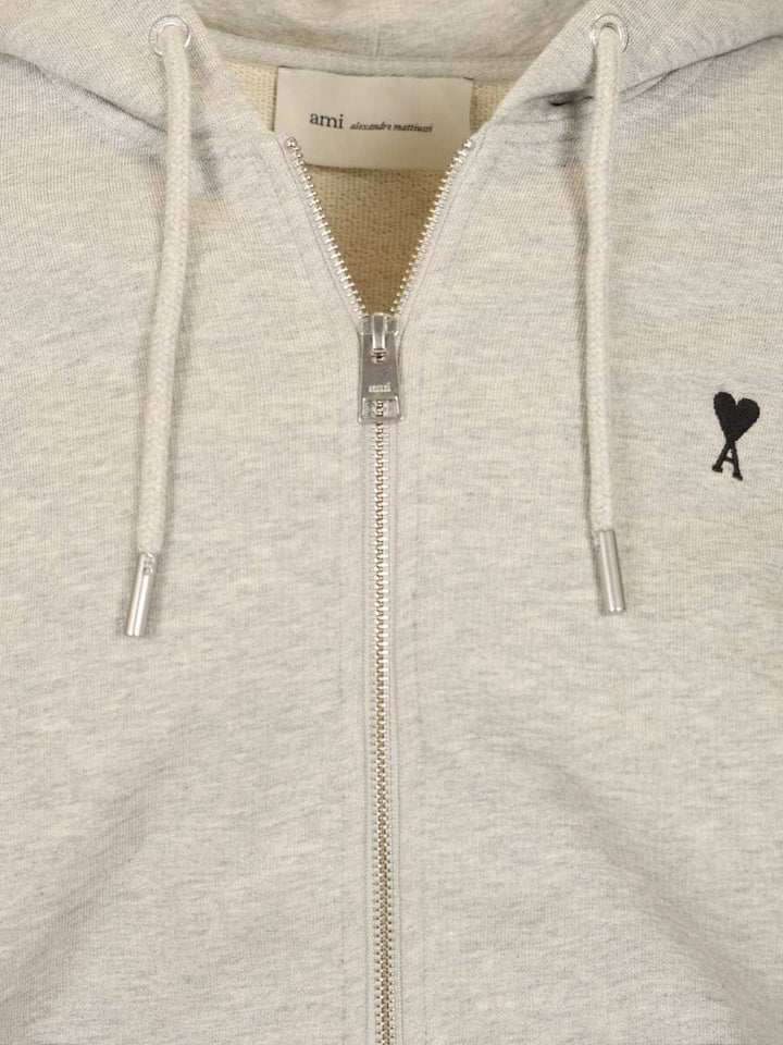 Ami Ami De Coeur Zip-Up Hoodie Sweatshirts - Grey | f47494739836a3538040c836650dfbaeb4b04b1b