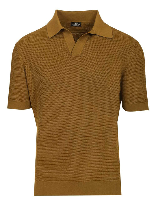 Knit Polo Shirt Knitwear Beige