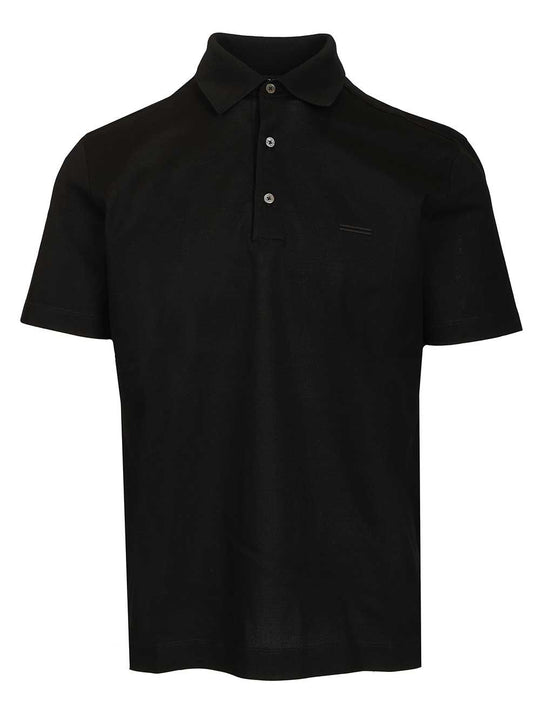 Short-Sleeved Cotton Polo Shirt Black