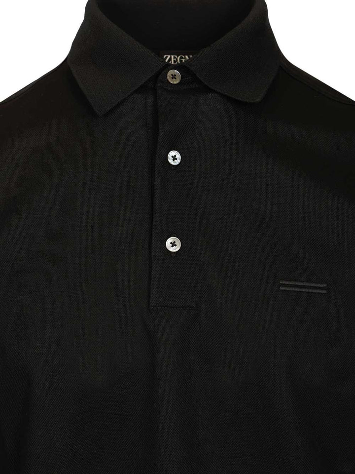 Ermenegildo Zegna Short-Sleeved Cotton Polo shirt - Black | 67d1449f53410e38d7841198f5a18b63524ef943