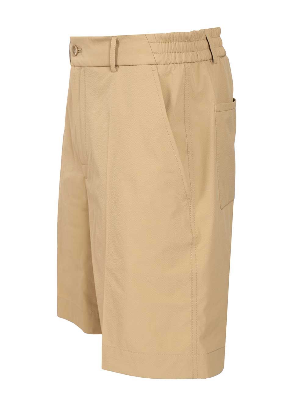 Moncler Seersucker Shorts Trousers - Beige | 5300b3f8c59897263910c08cae7ff24e81bfcfdc