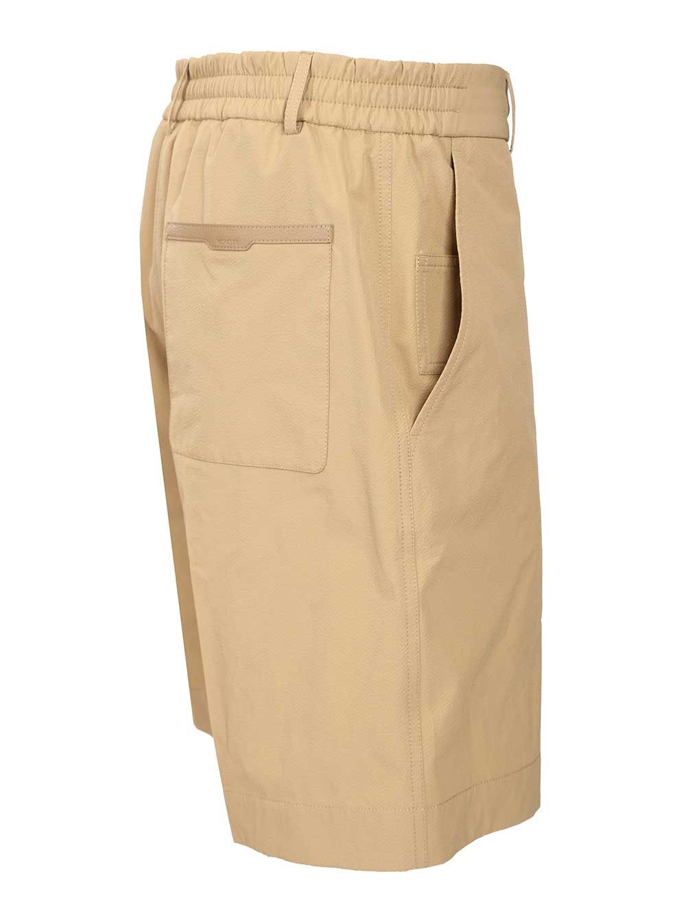 Moncler Seersucker Shorts Trousers - Beige | f3e2b78fe83ad7fa7e3c8bf2570ef16c41f0eb69
