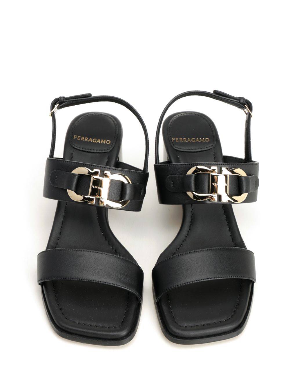 Ferragamo Gancini Ornament Sandal Sandals - Black | bad773425f809fa7a157dca5841abdffec465863