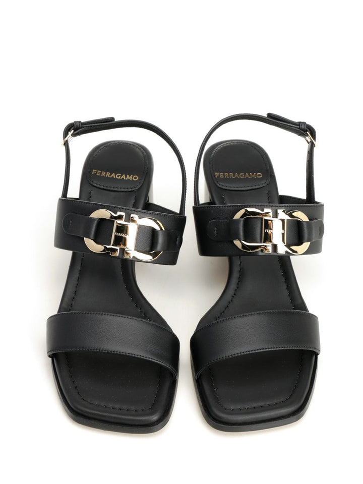 Ferragamo Gancini Ornament Sandal Sandals - Black | bad773425f809fa7a157dca5841abdffec465863