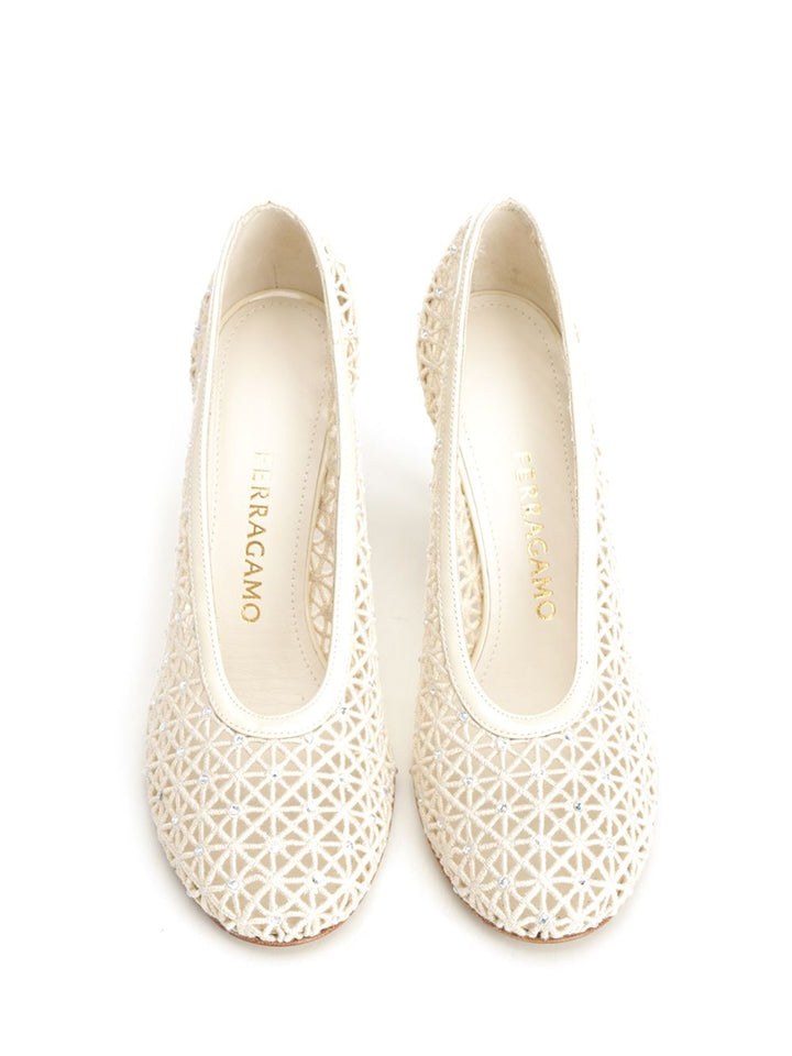 Ferragamo Macramé Pumps - White | 3347e287367c9dc2af0b93fa0954b5dd15f0053e