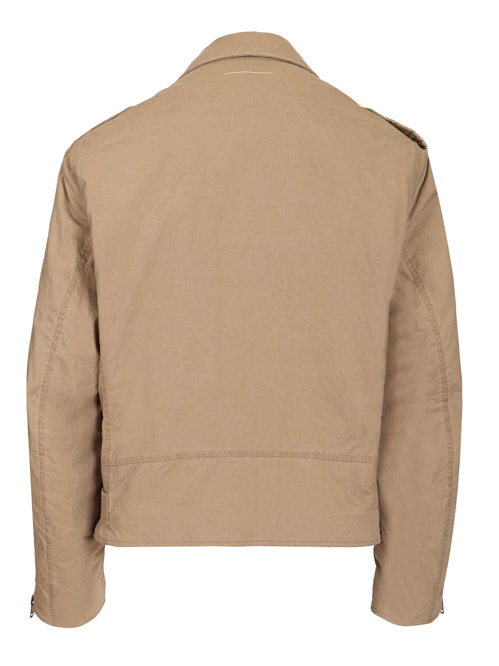 Mm6 Maison Margiela Cotton Biker Jacket Jackets - Beige | 6c5c188f3a767bd43ee0c43f8cf17be647d355df