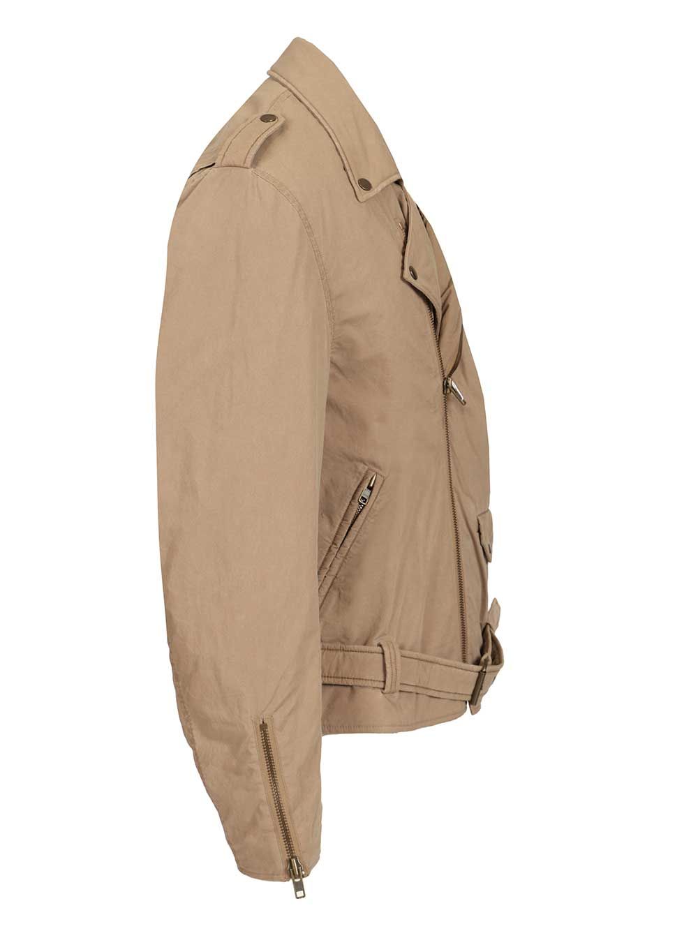Mm6 Maison Margiela Cotton Biker Jacket Jackets - Beige | 727b514446c2c61a4236ef435ab294fa6f240892