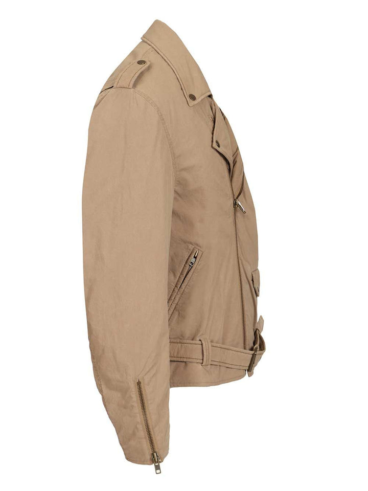 Mm6 Maison Margiela Cotton Biker Jacket Jackets - Beige | 727b514446c2c61a4236ef435ab294fa6f240892