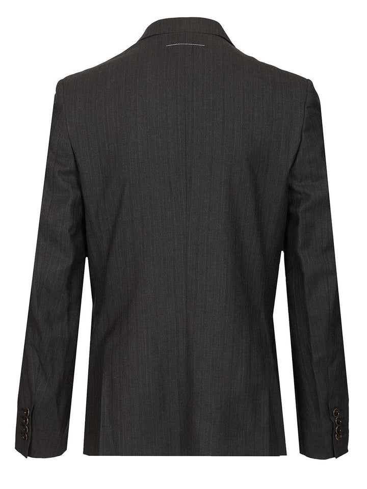 Mm6 Maison Margiela Wool And Cotton Blazer Jackets - Black | 813550740e3022abdb9bd0c6f8a2b8b41e079e1c