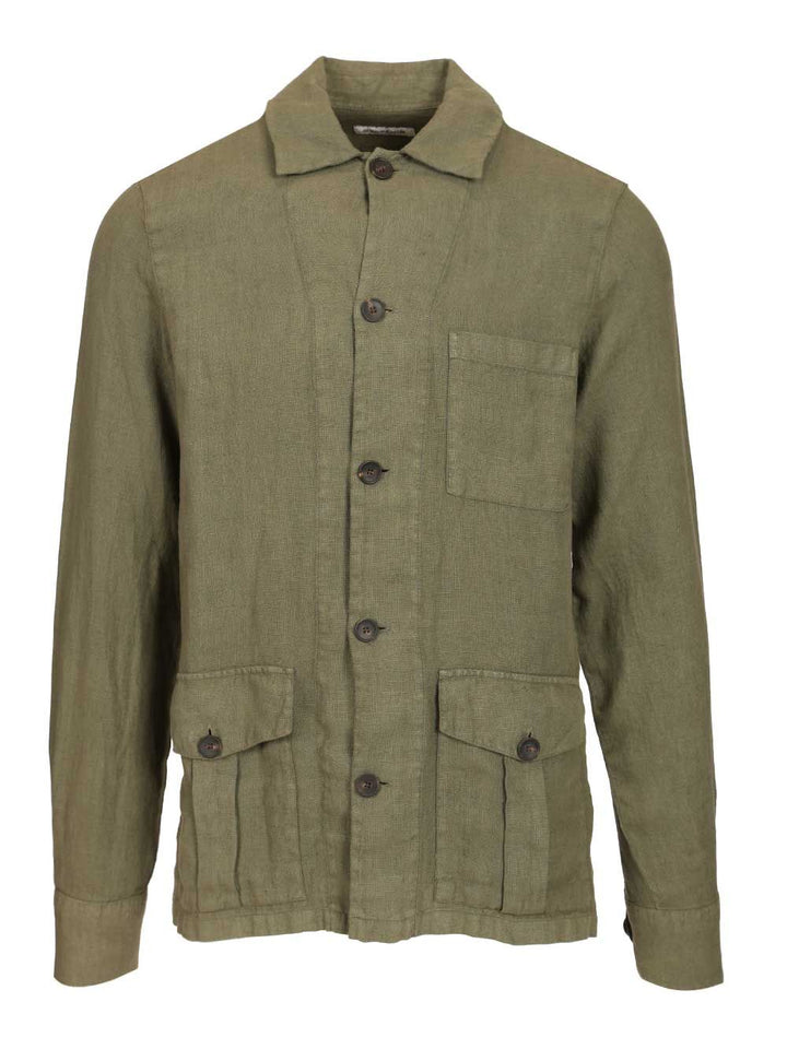 Al Duca D'Aosta Linen Safari Jacket Knitwear - Green | 7544bb8ecf227c7a5172514c4e601a25949db8c0