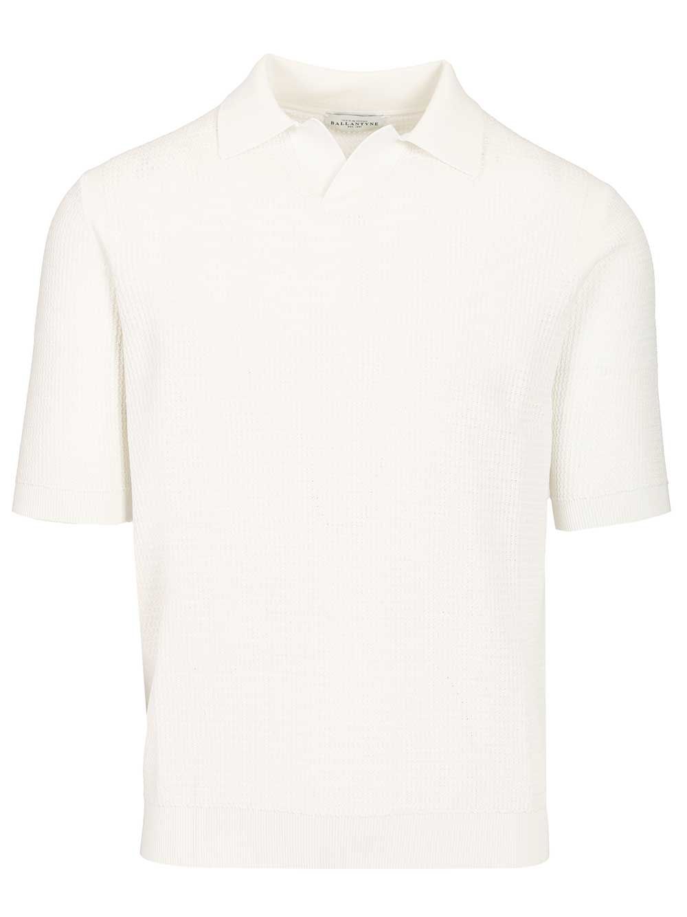 Ballantyne Waffle Polo shirt - White | 758d63feab572093c8eb02b39f3be29b990ca435