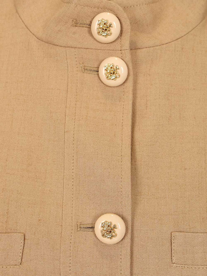 Valentino Garavani Embroidered Twill Jacket With Belt Shirts - Beige | a4cbe7bbe264c911565da5368a6e8f1c1b8f8da2