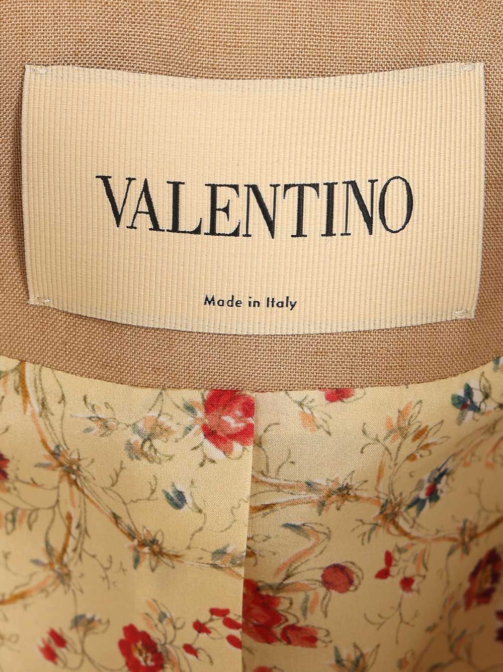 Valentino Garavani Embroidered Twill Jacket With Belt Shirts - Beige | 76136a55dbe9cc70d099323c9533b1310d0ce880