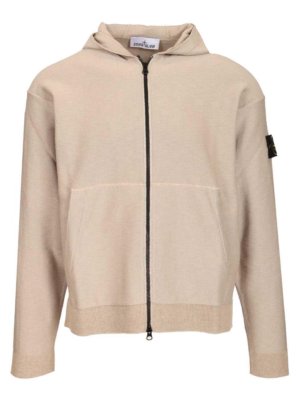Stone Island Panama Organic Cotton Zip-Up Hooded Jacket Jackets - Beige | 929273d3f039bc41853c603df5523500c20e10f8