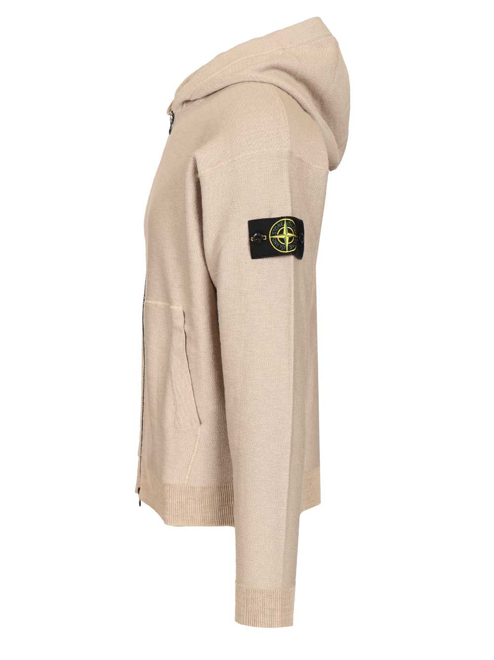 Stone Island Panama Organic Cotton Zip-Up Hooded Jacket Jackets - Beige | 61327e37896695abf17bfc7d342d5a138b4c7f47