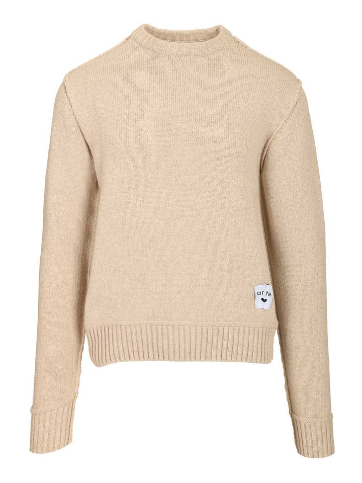 Arte Reversible Label Knit Knitwear - White | ddd7033ad31bc52024b5bf841aaeb9f9d59b0584