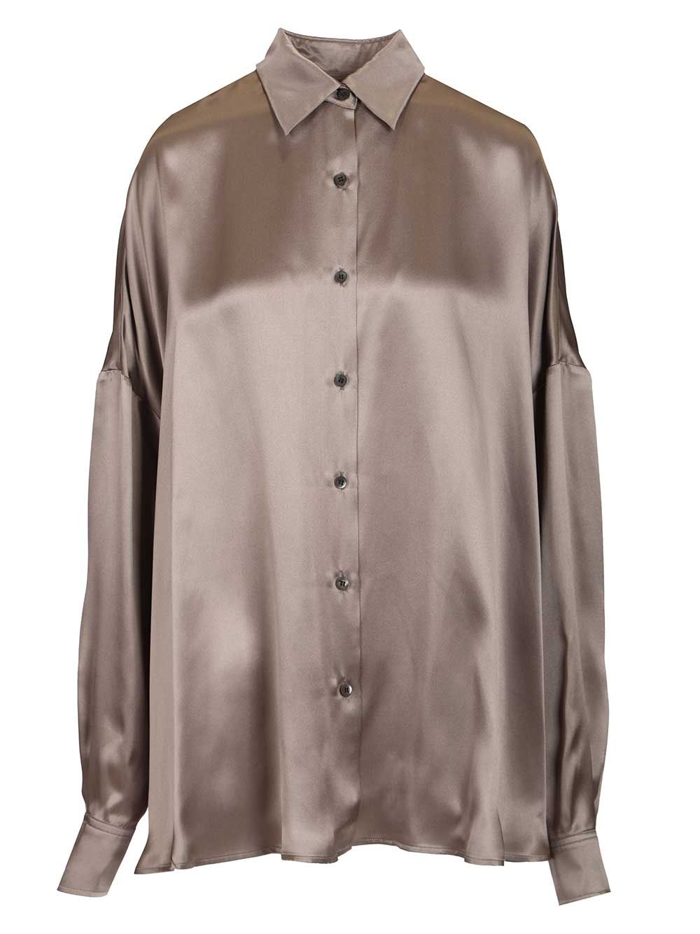 Dries Van Noten Casia Shirt Stertch Satin Silk Shirts - Grey | bdccd9c606f20df631b63f591d2169683b8cd9b8
