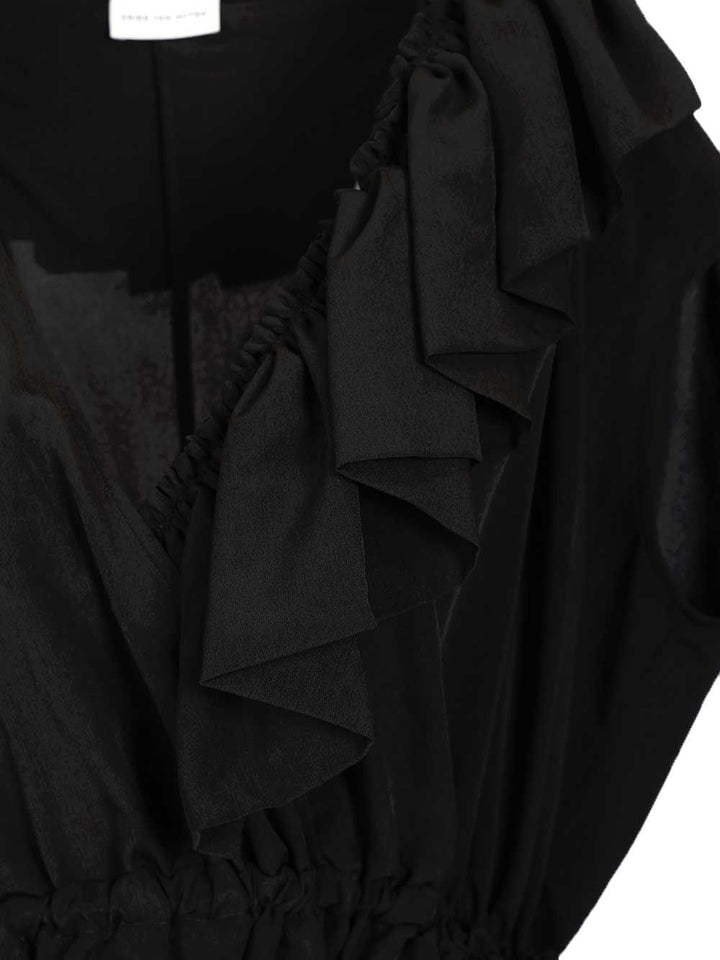 Dries Van Noten Jersey Top With Belt Tops - Black | 47fa12671df3b5c005545a5d1951849a8031a3be