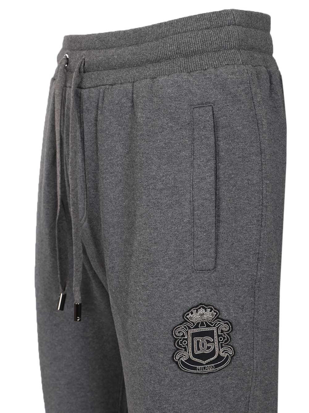 Dolce & Gabbana Jersey  With Heraldic Patch Trousers - Grey | cb1564f32894141328468becf875baf34479217f