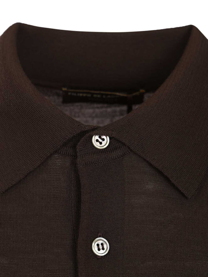 Filippo De Laurentiis Wool Polo shirt - Brown | a3b3434fa9b9f1f034ab784d267accf0c6fe37e1