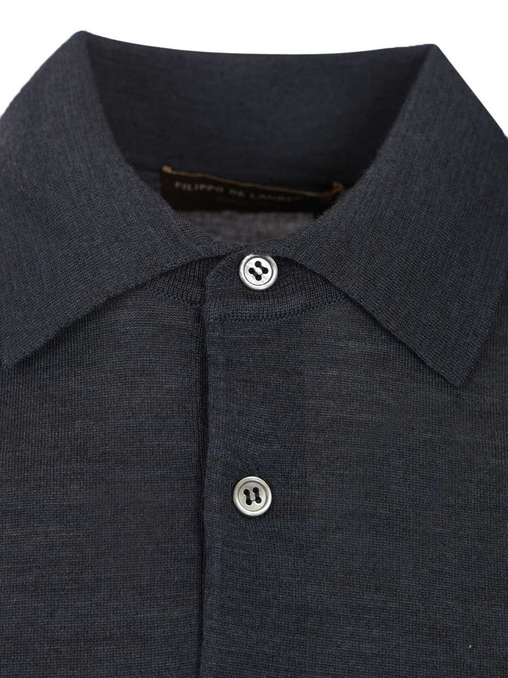 Filippo De Laurentiis Wool Polo shirt - Light blue | bdda8c07a11c603e69e0167ddd95a08798760f41