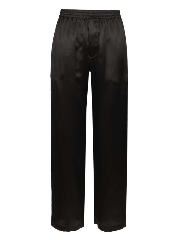 Silk Satin Trousers Black
