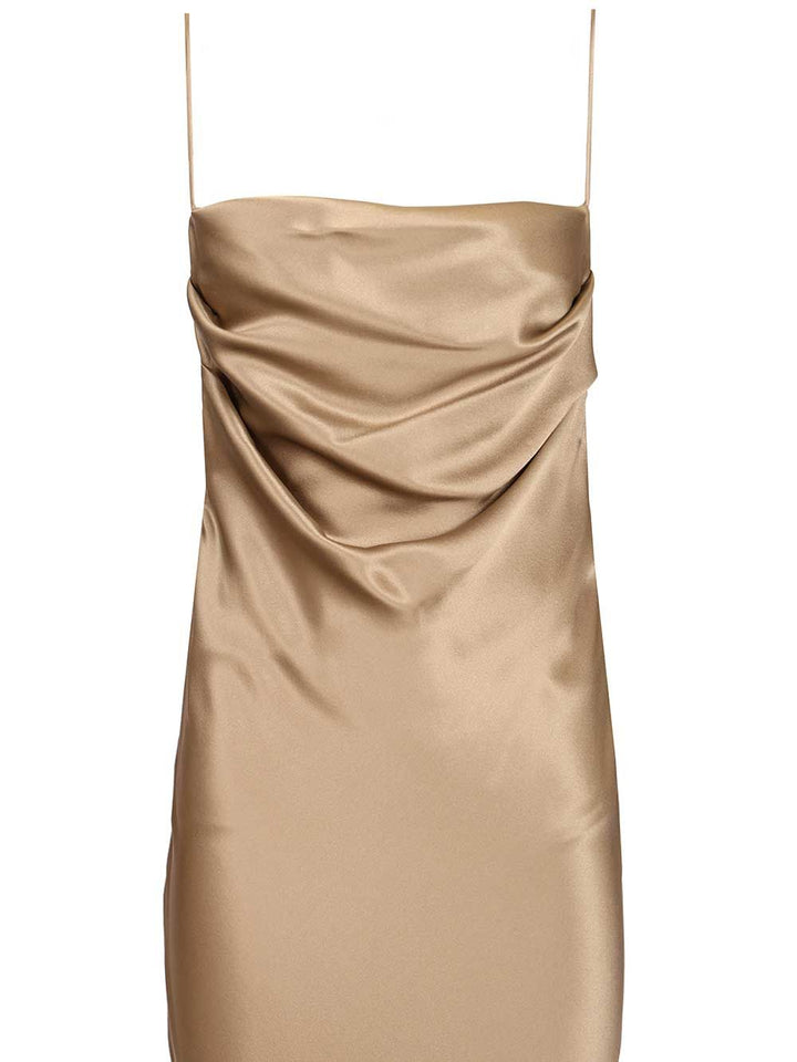 Saint Laurent Long Silk Satin Dress Dresses - Beige | 7737fd54a5ee1f3a32b1d97bbb7ee48fa6727b19