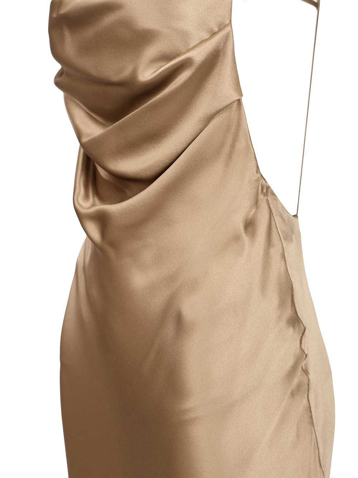 Saint Laurent Long Silk Satin Dress Dresses - Beige | ab4606c934bd682f6d80f5e8b93e545bf8e69ca5