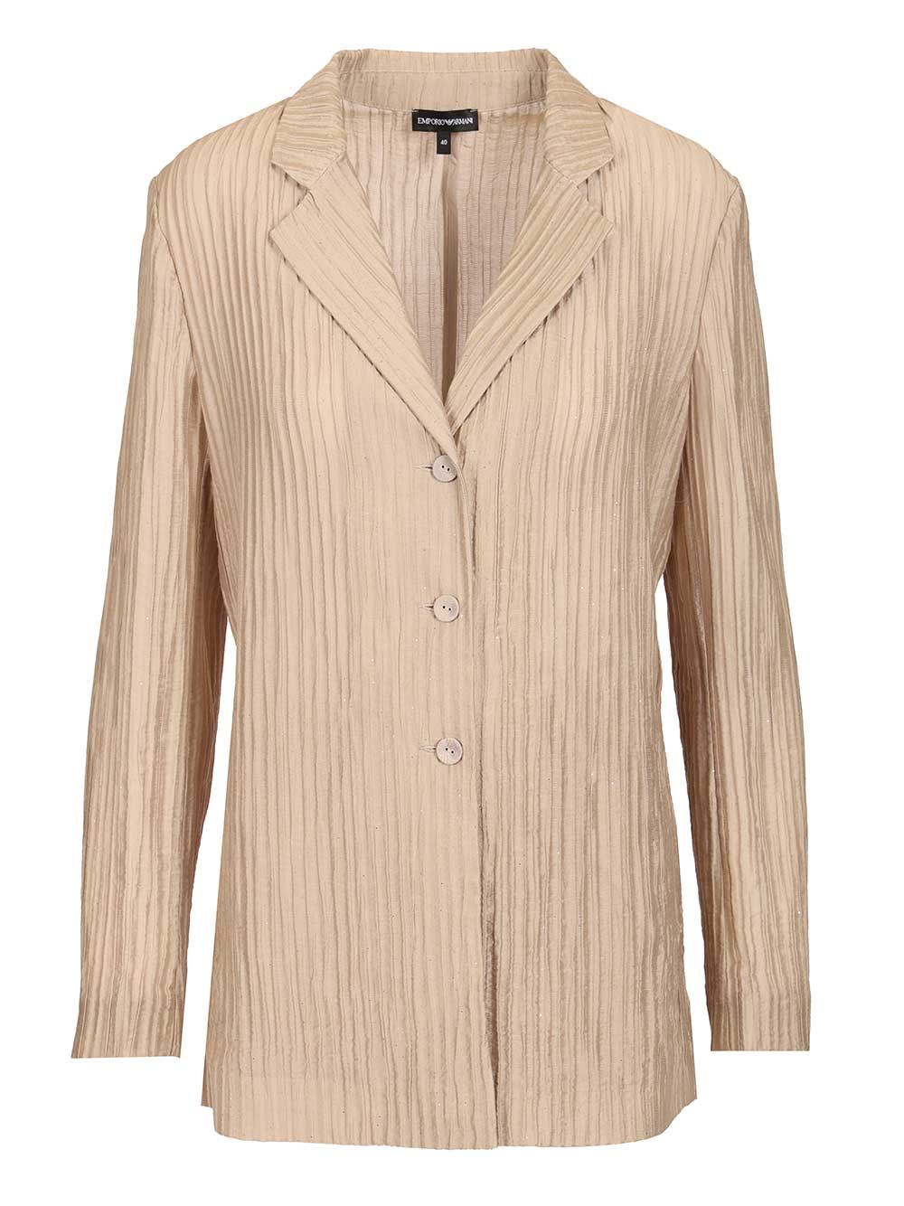Emporio Armani Taffeta Blazer Jackets - Beige | b1b2fea8670201ae27c987dfd1600f6db341c7d1