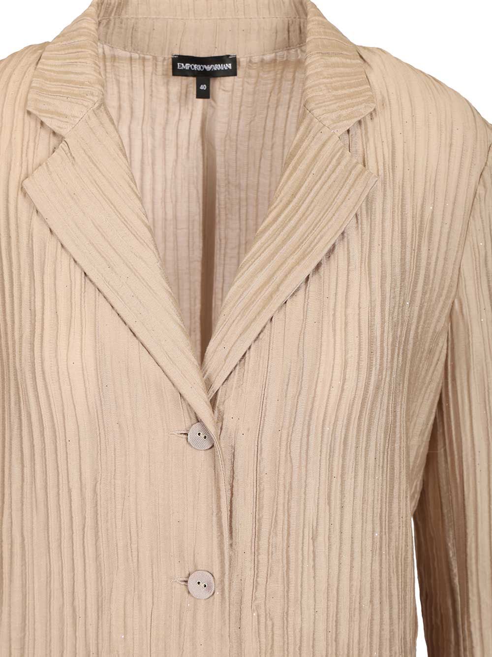 Emporio Armani Taffeta Blazer Jackets - Beige | ddb126e774efdbb567bae4e5af8733851c5dcb9e