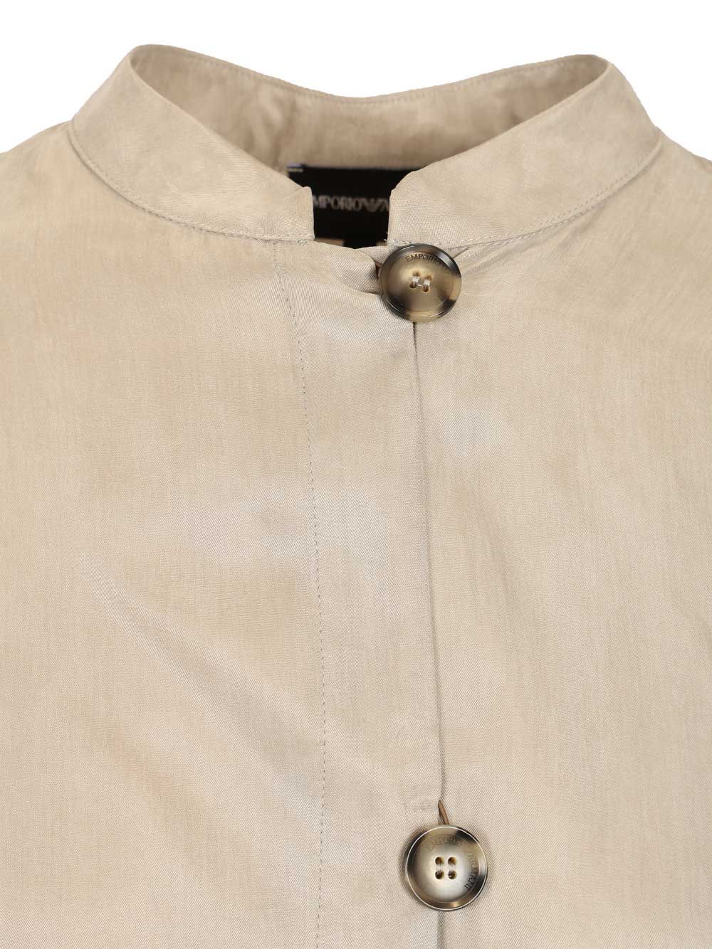 Emporio Armani Guru Collar Shirt Shirts - Grey | d9b8d5e3128145bd3e0843bb6832682b807026d6