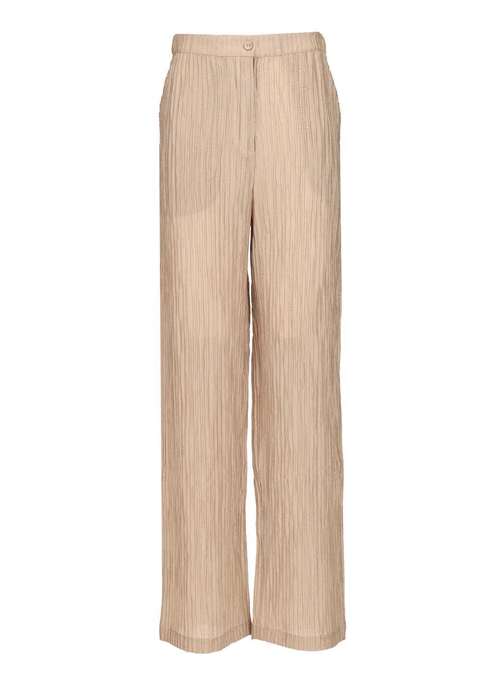 Emporio Armani Textured Lurex Taffeta Trousers - Beige | fd30dff376af570dc802fc60e26c7e962df5d556