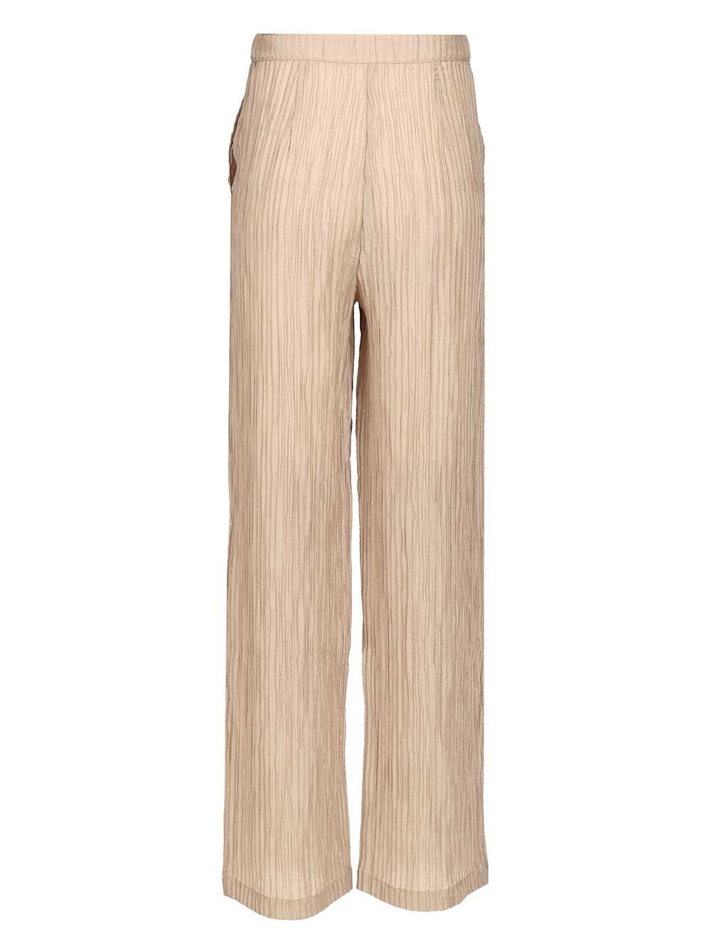 Emporio Armani Textured Lurex Taffeta Trousers - Beige | ee5302ce296fa994abd69dd030abebbaf4d83d05