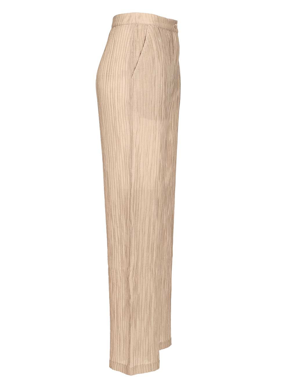 Emporio Armani Textured Lurex Taffeta Trousers - Beige | 1b236b11be909c3dfb176b47ababa2a54eeea652