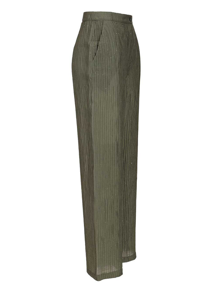 Emporio Armani Textured Lurex Taffeta Trousers - Green | 2f7c6b96a903268e9ca1d79c409286ba6f6f18dd