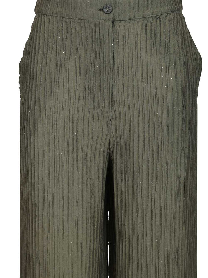 Emporio Armani Textured Lurex Taffeta Trousers - Green | 101f936656f5b784e43ef73a3d68af77326cdcd0